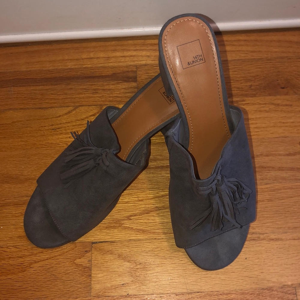 Faux suede mules